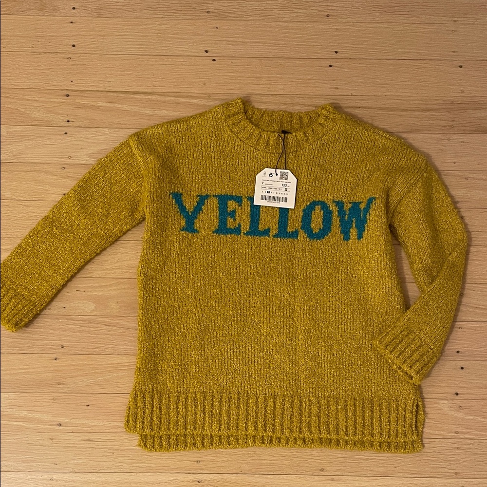 “YELLOW” Graphic Zara kids knitwear winter collection sweater
